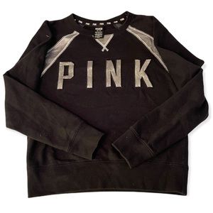 VS PINK Black / Silver Crew Neck Sweatshirt - SIZE EXTRA SMALL (XS)🖤